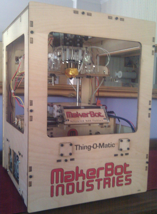 My MakerBot Thing-O-Matic shortly after initial kit assembly in front of a mirror.